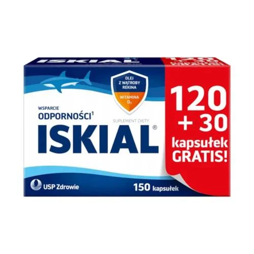 Miniaturka artykułu - Iskial, 150 kaps. - z olejem z wątroby rekina i witaminą D