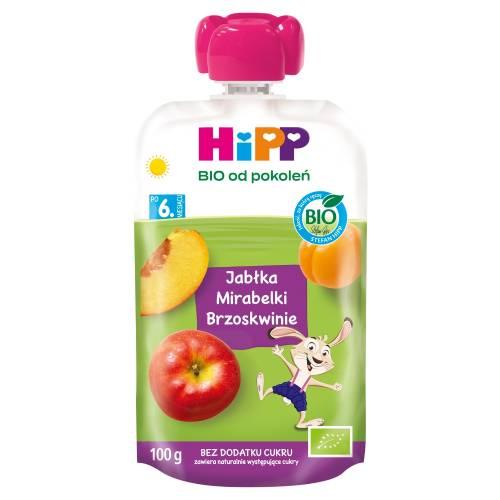 Miniaturka artykułu - HiPP BIO Mus owocowy jabłka mirabelki brzoskwinie po 6. miesiącu, 100 g