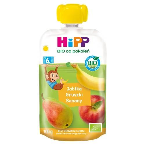 Miniaturka artykułu - HiPP BIO Mus owocowy jabłka gruszki banany po 6. miesiącu, 100 g