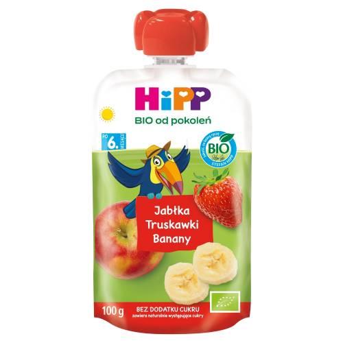 Miniaturka artykułu - HiPP BIO Mus owocowy jabłka truskawki banany po 6. miesiącu, 100 g