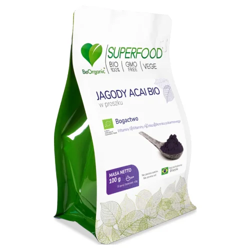 Miniaturka artykułu - BeOrganic Jagody Acai BIO w proszku, 100 g
