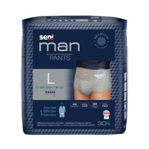 Miniaturka artykułu - SENI MAN PANTS L Jednorazowa bielizna chłonna/majtki chłonne, 30 szt.