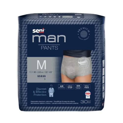 Miniaturka artykułu - SENI MAN PANTS M Jednorazowa bielizna chłonna/majtki chłonne dla mężczyzn, 30 szt.