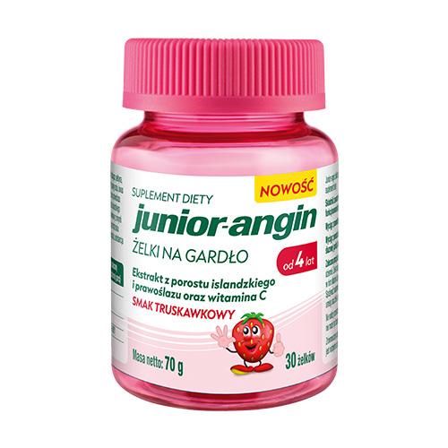 Miniaturka artykułu - Junior-Angin Żelki na gardło smak truskawkowy, 30 szt.