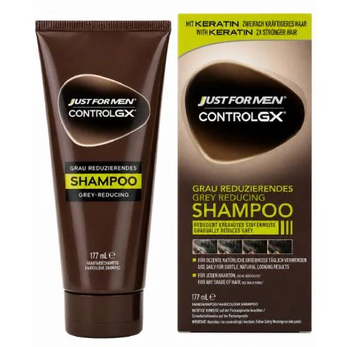 Miniaturka artykułu - Just For Men Control GX Szampon z keratyną do siwych włos&oacute;w, 177 ml