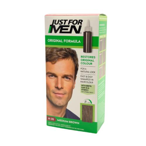 Miniaturka artykułu - JUST FOR MEN Szampon koloryzujący Średni brąz H35, 40g