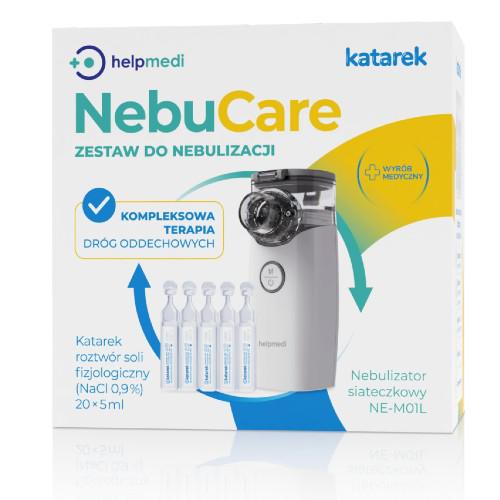 Miniaturka artykułu - KATAREK HELPMEDI NebuCare Zestaw do nebulizacji ( Nebulizator siateczkowy NE-M01L+ampułki)