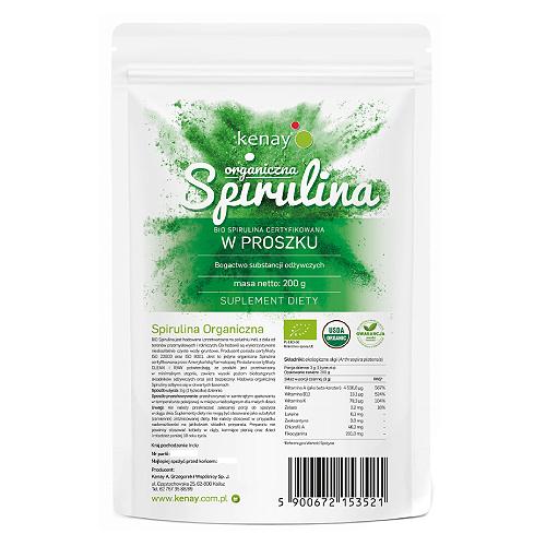 Miniaturka artykułu - KENAY Spirulina organiczna w proszku, 200 g
