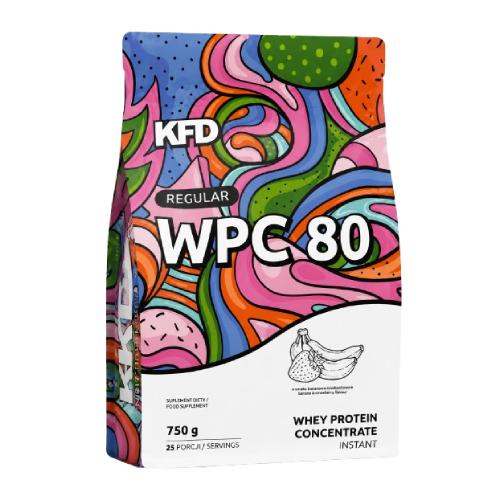 Miniaturka artykułu - KFD Regular WPC 80 smak bananowo-truskawkowy, 750 g