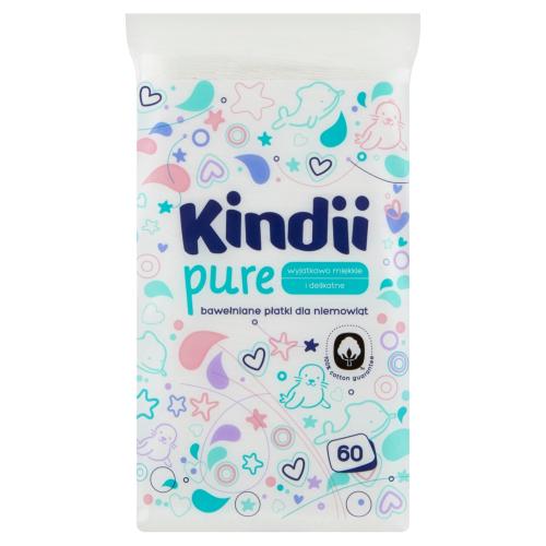Miniaturka artykułu - Kindii Pure Bawełniane płatki dla niemowląt - 60 sztuk
