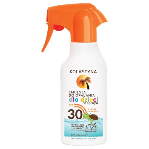 Miniaturka artykułu - KOLASTYNA Emulsja do opalania dla dzieci w sprayu SPF 30, 200 ml