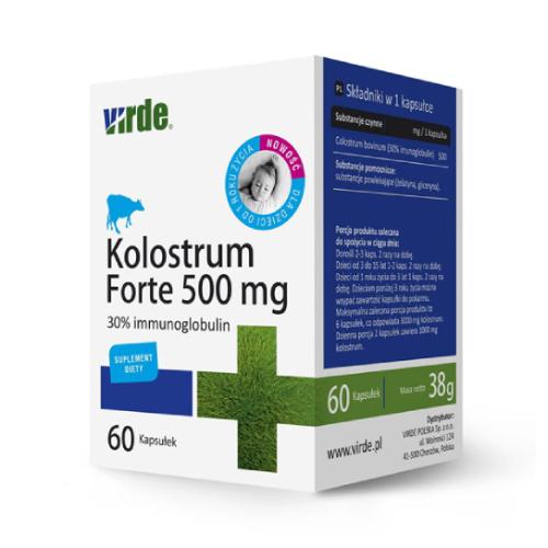 Miniaturka artykułu - Kolostrum Forte 500 mg, 60 kaps. - colostrum dla dzieci i dorosłych
