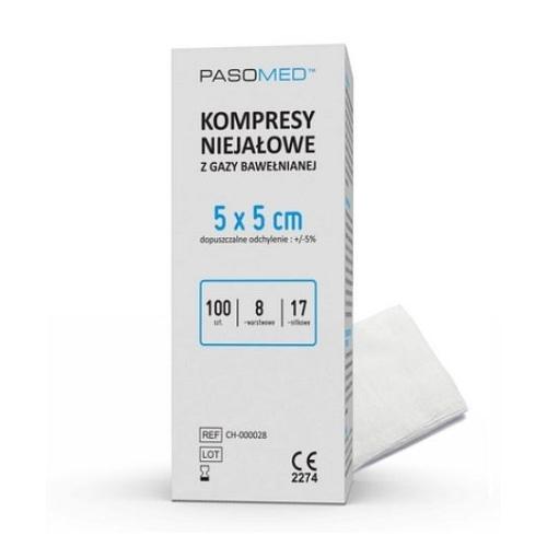 Miniaturka artykułu - PASOMED Kompresy niejałowe 17N 8W 5 x 5 cm, 100 szt.