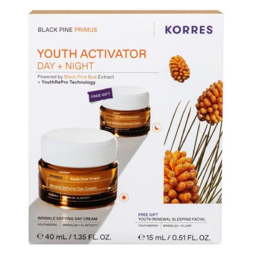 Miniaturka artykułu - Korres Zestaw Black Pine Primus Youth Activator (Krem na dzień, 40 ml + Krem na noc, 15 ml)