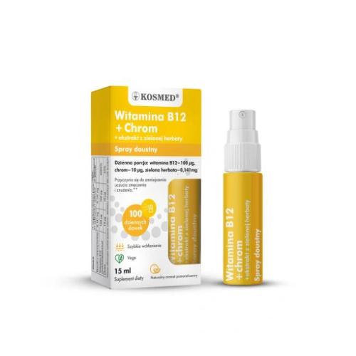 Miniaturka artykułu - Kosmed Witamina B12 + Chrom Spray doustny, 15ml