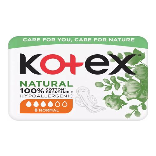 Miniaturka artykułu - KOTEX Natural Normal Podpaski, 8szt.