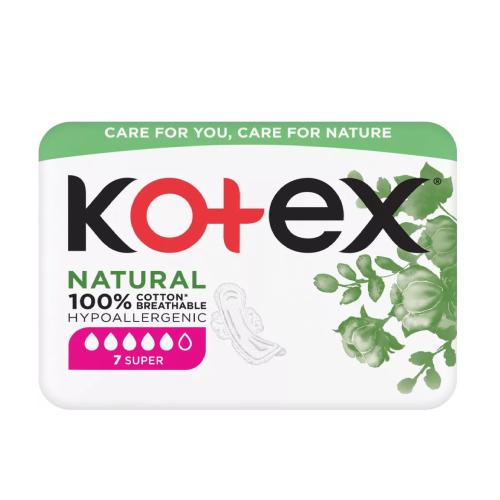 Miniaturka artykułu - KOTEX Natural super podpaski, 7szt.