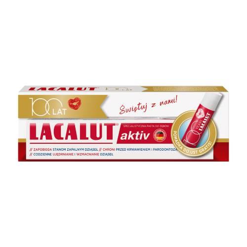 Miniaturka artykułu - Lacalut Aktiv Pasta do zęb&oacute;w, 75 ml + Pomadka do ust, 4,8 g