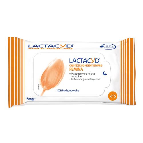 Miniaturka artykułu - Lactacyd Femina Chusteczki do higieny intymnej, 15 szt.