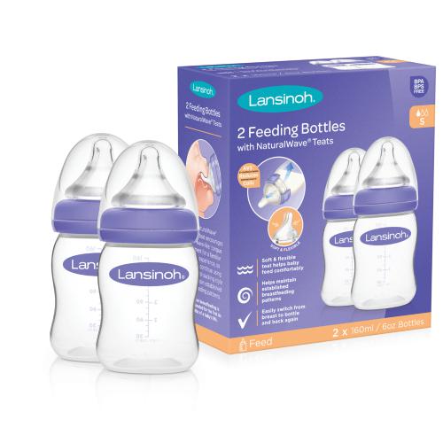 Miniaturka artykułu - Lansinoh Butelka do karmienia, 2x160 ml+smoczek NaturalWave