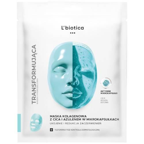 Miniaturka artykułu - L'biotica Maska kolagenowa z CICA i azulenem w mikrokapsułkach Ukojenie i redukcja zaczerwienień, 1 szt.