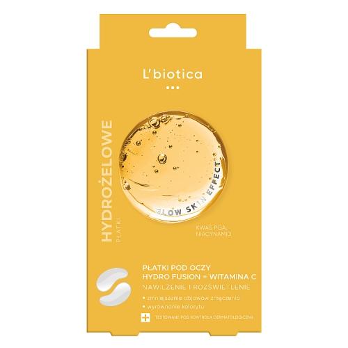 L'BIOTICA PHF + Witamina C Nawilżenie & Rozświetlenie Hydrożelowe Płatki pod oczy, 2 sztuki