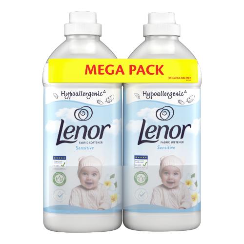 Miniaturka artykułu - LENOR Płyn do płukania tkanin Sensitive, 2x1,2l (98 prań)