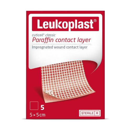 Leukoplast Cuticell Paraffin Opatrunek impregnowany parafiną 5x5 cm, 5 szt.