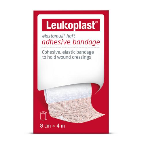 Miniaturka artykułu - Leukoplast Elastomull haft elastyczny bandaż samoprzylepny 8cm x 4m, 1 szt.