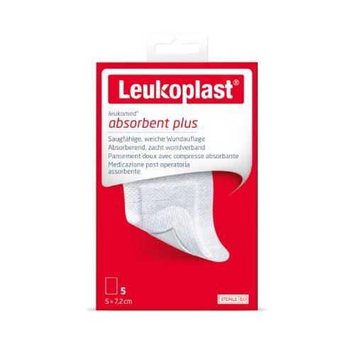 Miniaturka artykułu - Leukoplast Leukomed Absorbent Plus Plastry 5x7,2cm, 5 sztuk