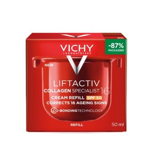 Miniaturka artykułu - Vichy Liftactiv Collagen Specialist 16 SPF 50 Krem przeciwzmarszczkowy wkład uzupełniający, 50 ml