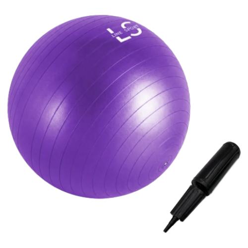 Miniaturka artykułu - Line Sport Piłka gimnastyczna do ćwiczeń z pompką, 75 cm, fioletowa