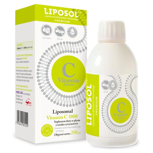 Miniaturka artykułu - Liposol Witamina C smak cytrynowy, 250 ml