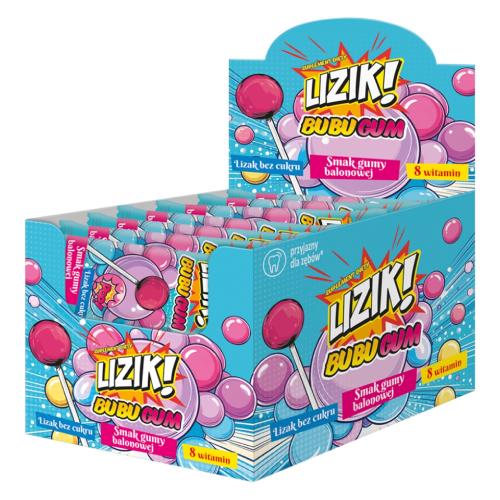 Miniaturka artykułu - LIZIK! Bubugum Lizak bez cukru o smaku gumy balonowej, 30 szt.