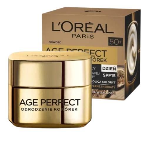 Miniaturka artykułu - L`OREAL Age Perfect Odrodzenie Kom&oacute;rek 50+ Krem odbudowujący na dzień SPF15, 50ml