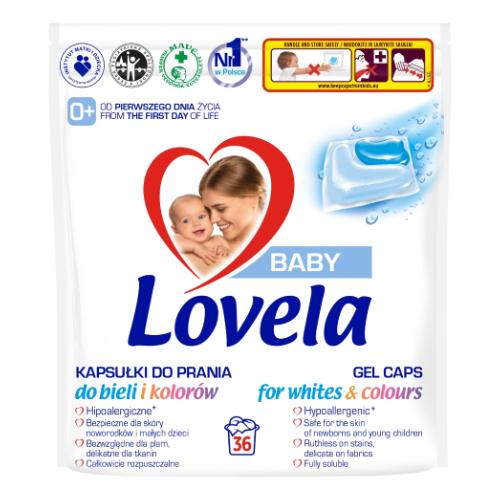 Miniaturka artykułu - Lovela Baby Hipoalergiczne kapsułki do prania do bieli i kolor&oacute;w, 36 szt.
