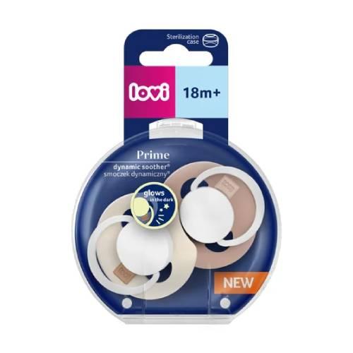 Miniaturka artykułu - Lovi Prime Smoczek silikonowy dynamiczny 18m+ Ivory Glow/Blush Glow 34/438, ​2 szt.