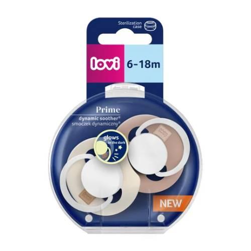 Miniaturka artykułu - Lovi Smoczek silikonowy dynamiczny Prime 6-18 m Ivory Glow/Blush Glow 34/437​, 2 szt.