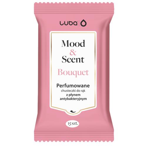 Miniaturka artykułu - LUBA Mood&Scent chusteczki perfumowane antybakteryjne Bouquet, 15szt. 