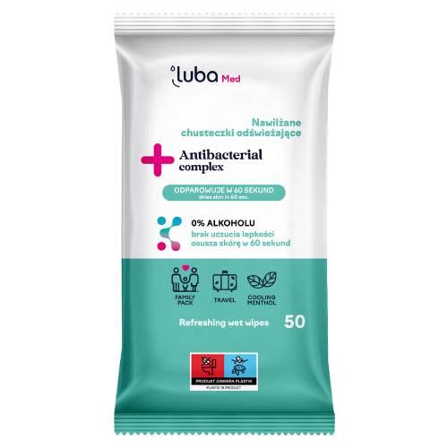 Miniaturka artykułu - Luba Med Antibacterial Complex Chusteczki nawilżane z mentolem, 50 szt.