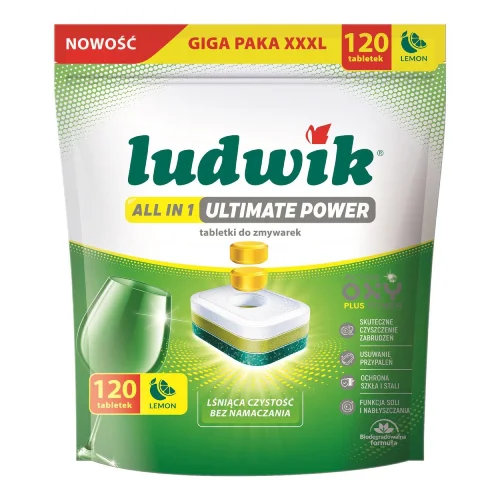 Miniaturka artykułu - Ludwik All in 1 Ultimate Power Tabletki do zmywarki Lemon, 120 szt.