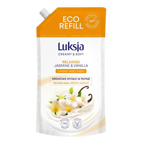 Miniaturka artykułu - LUKSJA Creamy & Soft Kremowe mydło w płynie Jaśmin i Wanilia, opakowanie uzupełniające, 900ml