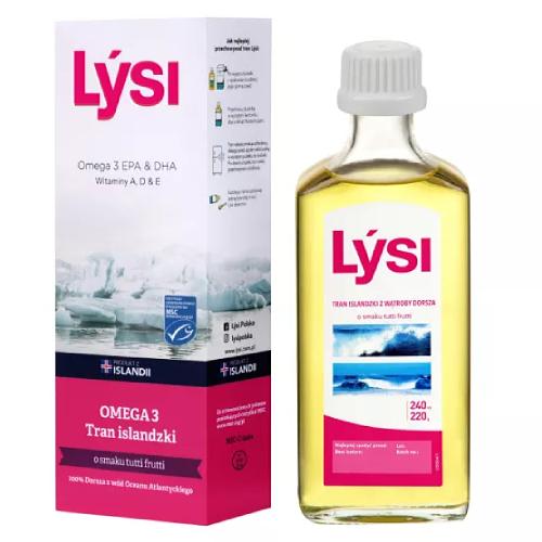 Miniaturka artykułu - Lysi Tran islandzki tutti frutti, 240 ml