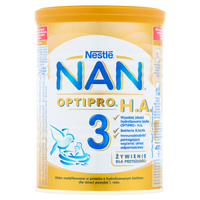 NESTLE NAN OPTIPRO H.A. 3 Mleko modyfikowane dla niemowląt powyżej 6. miesiąca, 400g