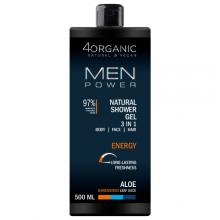 Zdjęcie produktu - 4ORGANIC Men Power Naturalny żel pod prysznic dla mężczyzn, 500 ml
