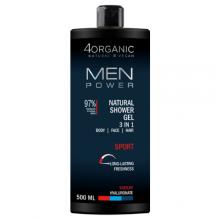 Zdjęcie produktu - 4Organic Naturalny żel pod prysznic 3 w 1 Men Power Sport, 500 ml