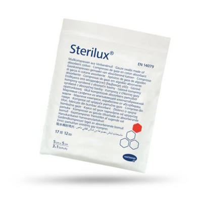 Zdjęcie produktu - Kompresy gazowe jałowe 17n12w 5x5 STERILUX- 3szt.