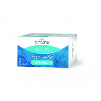Zdjęcie produktu - Symphar NaCl 0,9% - s&oacute;l fizjologiczna 50 ampułek po 5 ml USZKODZONE/BRAK TEKTUROWEGO OPAKOWANIA