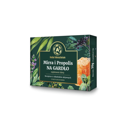 Zdjęcie produktu - Mirra i Propolis na Gardło - 12 past. HERBAL MONASTERIUM 