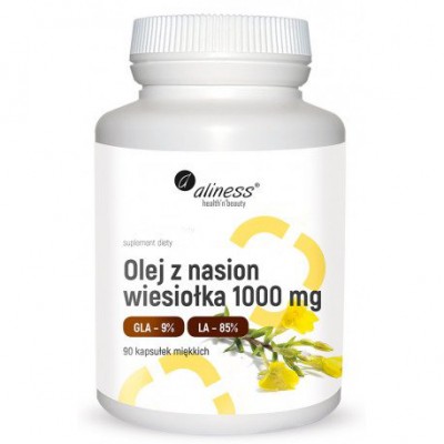 Zdjęcie produktu - Aliness OLEJ Z NASION WIESIOŁKA 90 kapsułek - 1000 mg 